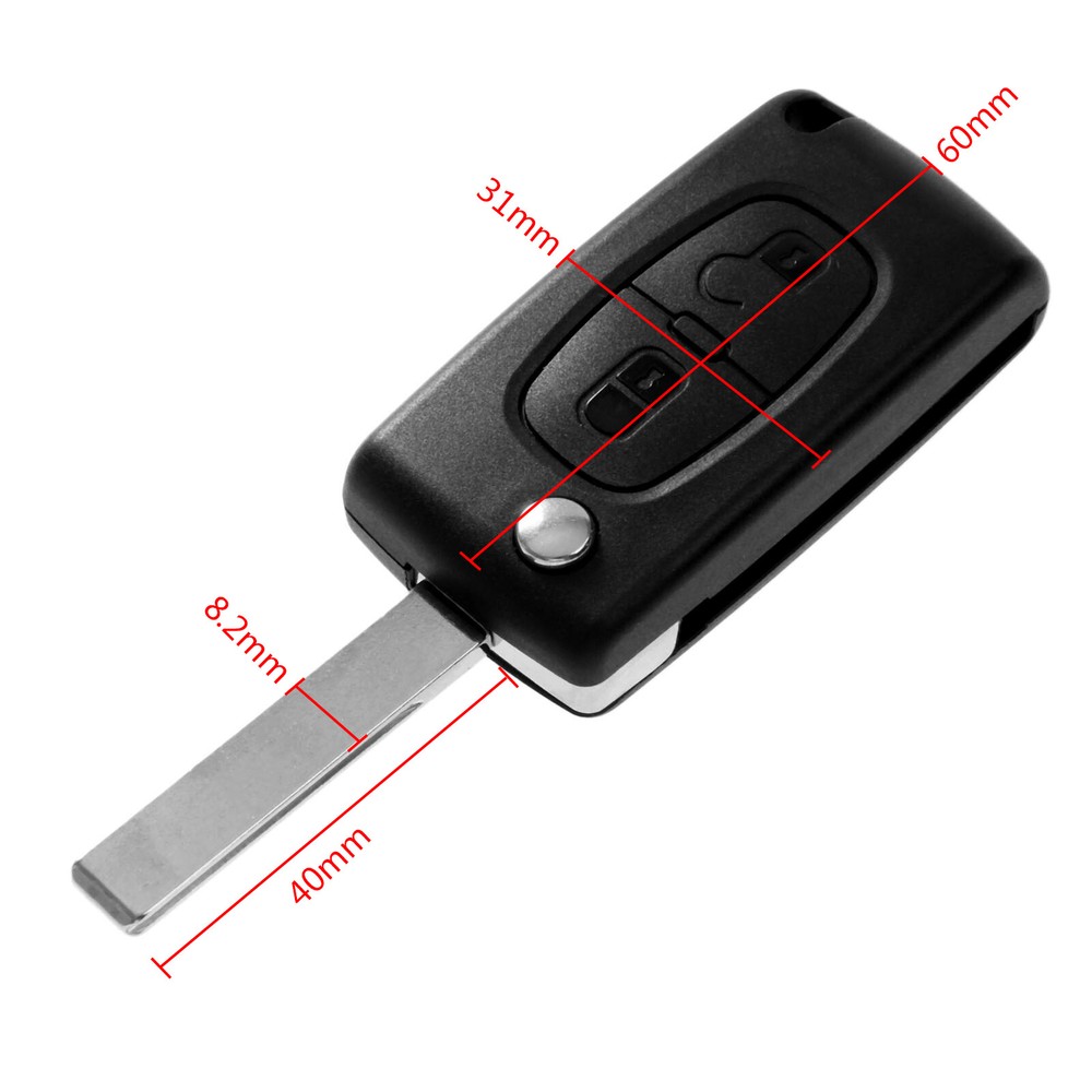 2 BUTTON Keyless Remote Folding Blade Key Case Shell for PEUGEOT 207