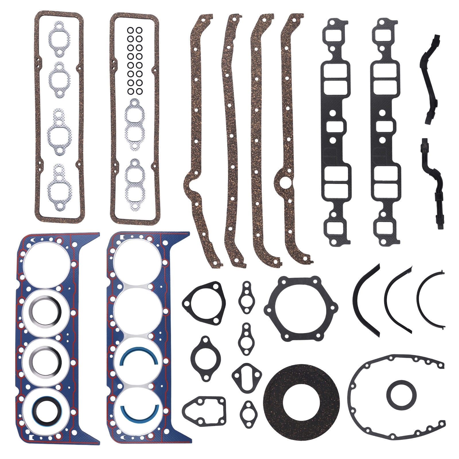 Full Engine Gasket Set for Early 2 Piece Rear Seal Chevrolet SBC 283 327 350 5.7