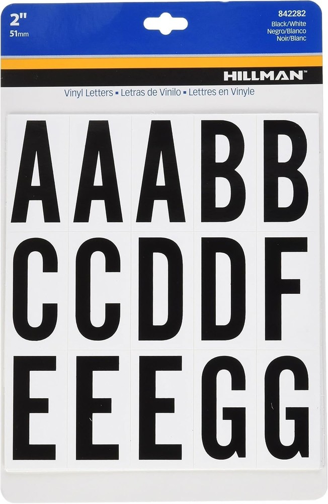 2" Peel-Off Black & White Vinyl Letters Pack