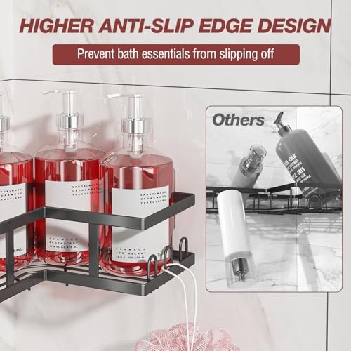 Adhesive Corner Shower Caddy with Soap Holder - Rustproof, No Black-4pc