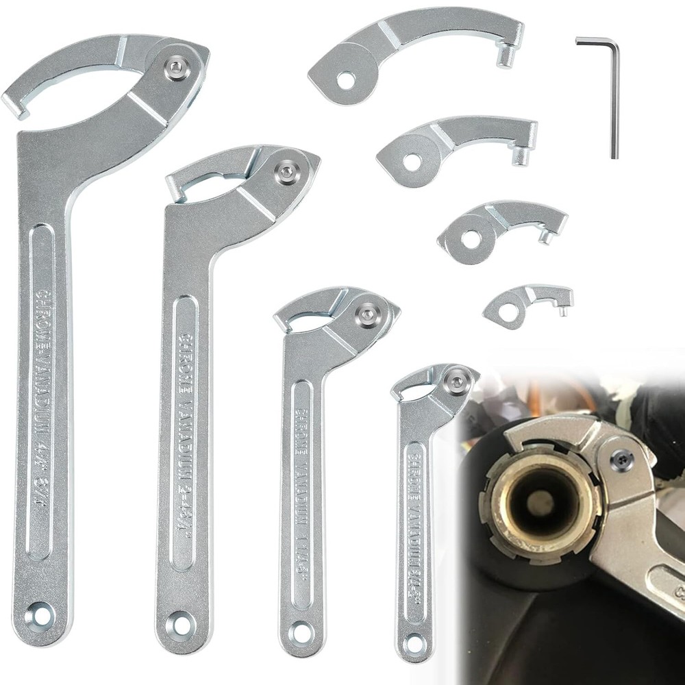 Adjustable Pin Spanner Wrench Tool Kit,Coilover Hook Wrenches for Nut Adjustment