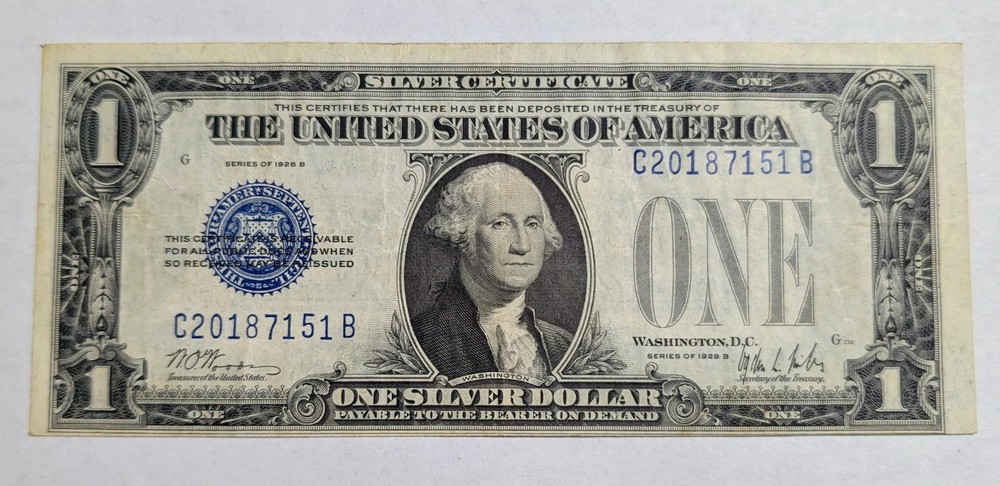 1928-B $1.00 Silver Certificate - FUNNY BACK