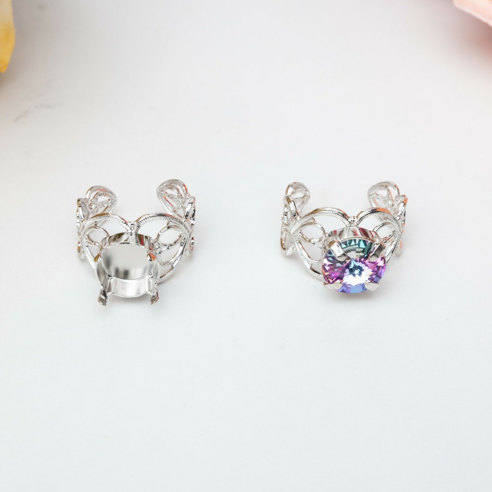 11mm | DIY Filigree Adjustable Ring Base | Three Pieces (R 409)