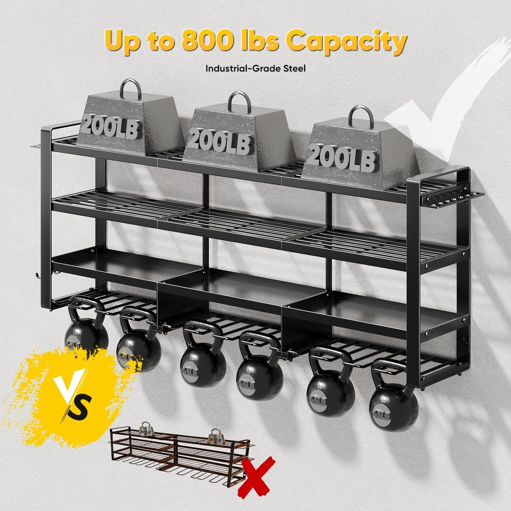 POKIPO 49" W Large Power Tool Organizer Wall Mount, 4 Layer Width, Black