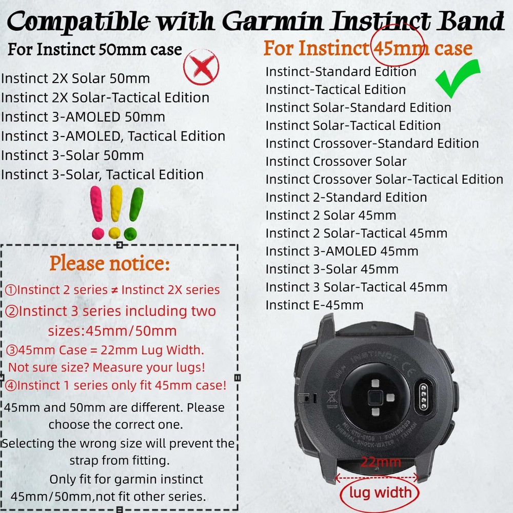 Double Loop Buckle Nylon Strap Compatible with Garmin Instinct 2/2X/3/E Serie...