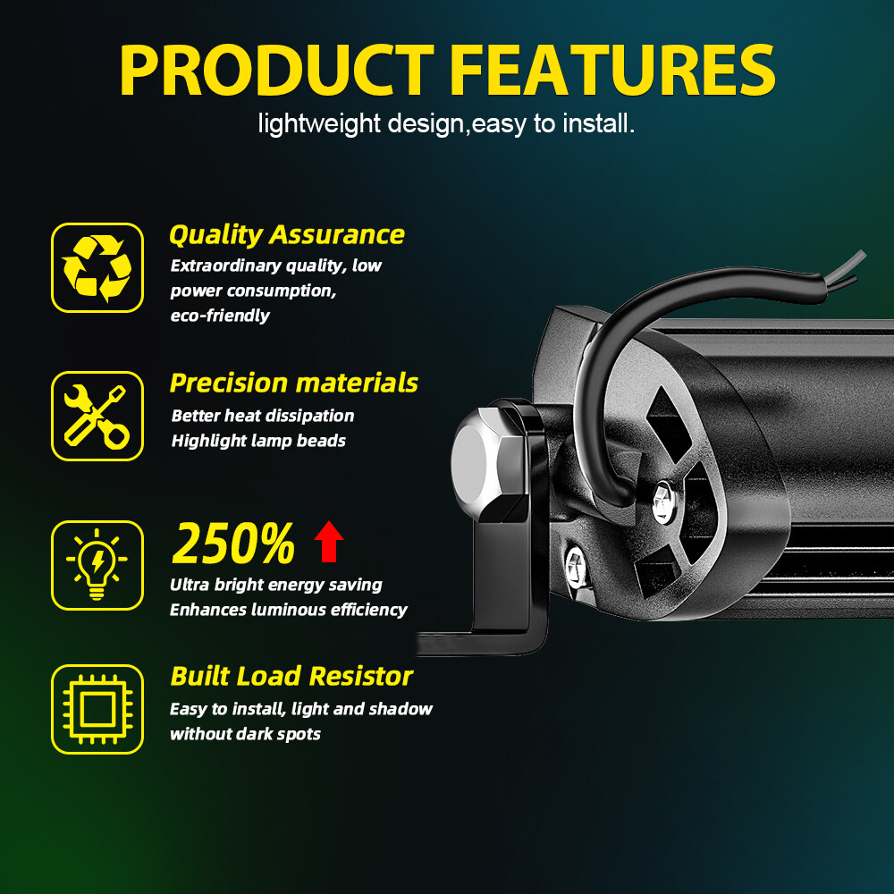 7 14 20 26 32 50" Slim LED Light Bar Spot Flood Combo Driving Truck SUV Offroad