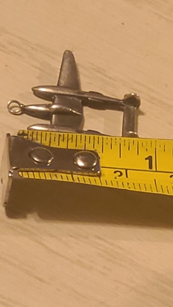 WW2 P-38 Lockheed Lightning Sterling Silver Aircraft Charm