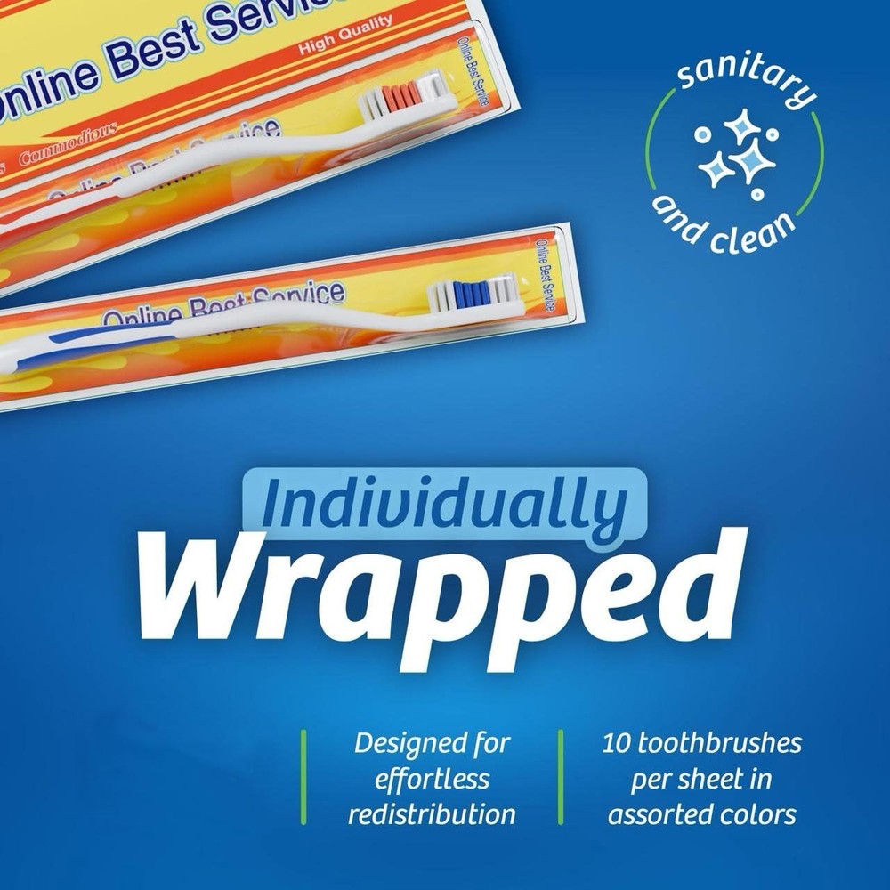 100 Pack Toothbrush Standard Classic Medium Soft Toothbrush Bulk Individually...