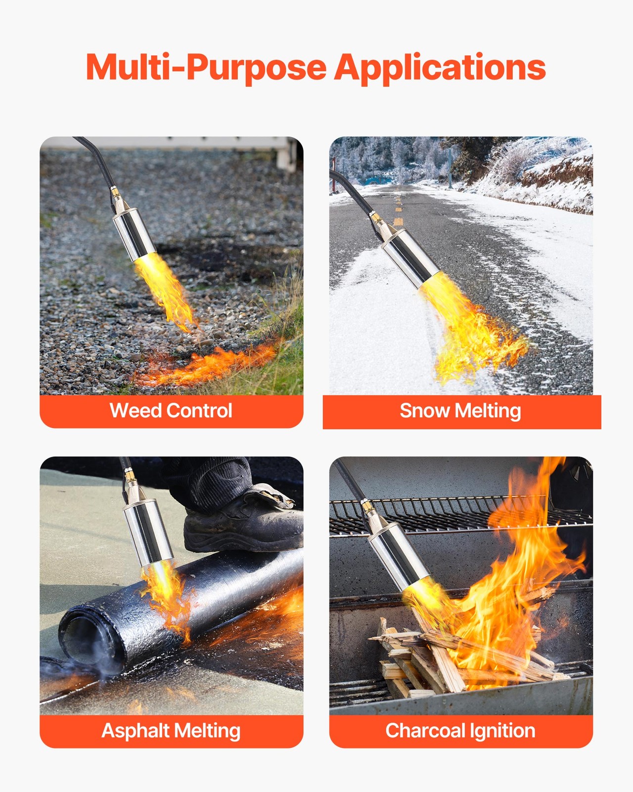 VEVOR Propane Weed Torch Burner Ice Snow Melter 1800000 BTU 10 ft Hose Portable