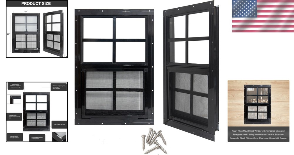 Compact Sliding Shed Windows 2 Pack