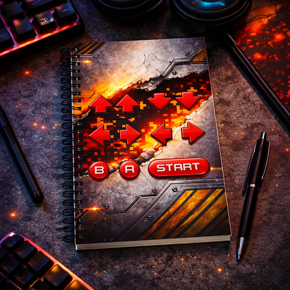 Retro Cheat Code Spiral Notebook