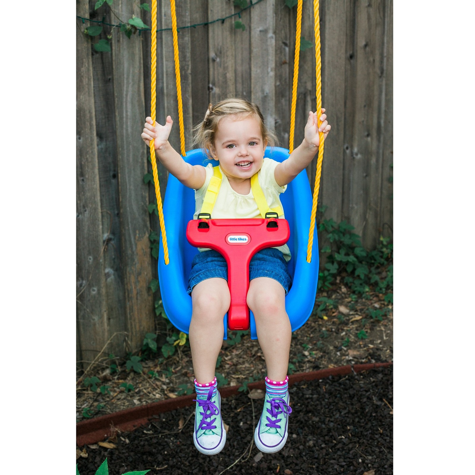 Little Tikes Snug n Secure Blue Swing with Adjustable Straps, 2-in-1 for Baby