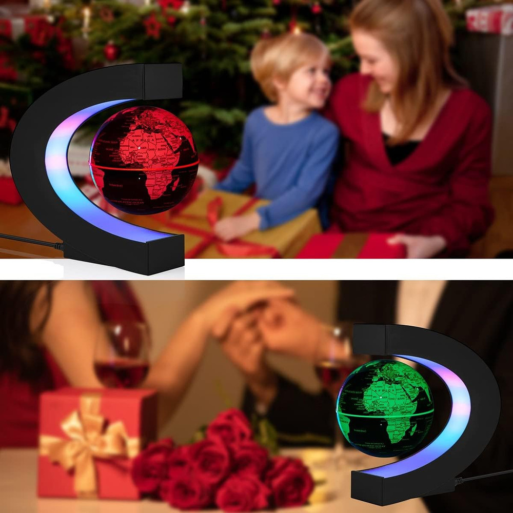 Magnetic Levitation Floating World Map Globe Multi-Color Changing Rotating Levit