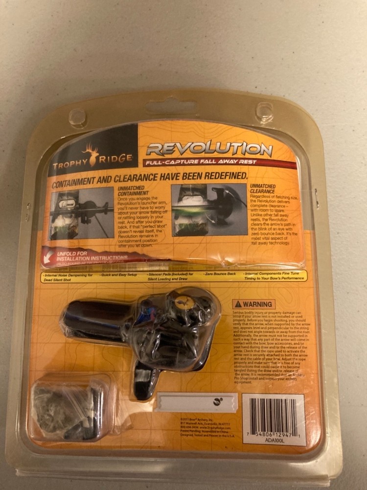 TROPHY RIDGE REVOLUTION FULL CAPTURE FALL AWAY REST FOR LEFT HAND COMPOUND BOWS