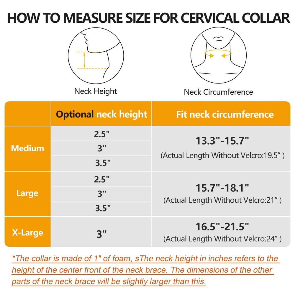 Soft Foam Neck Brace Universal Cervical Collar, Adjustable Medium, White