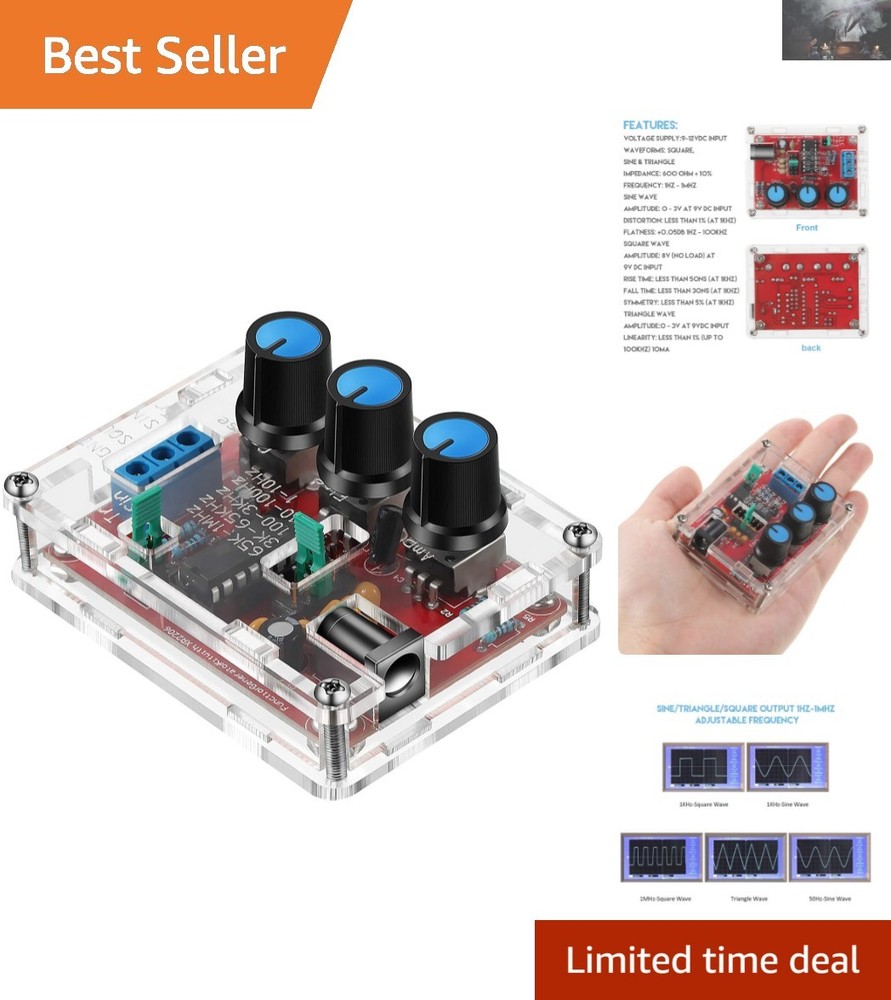 Compact Signal Generator Kit with Sine, Triangle, Square Outputs for Electronics