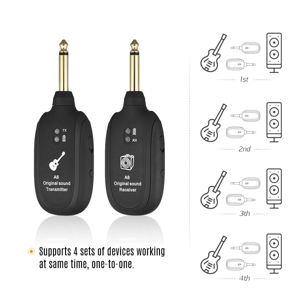 A8 UHF Wireless Guitar Transmitter Receiver Set 730mhz 50M Range