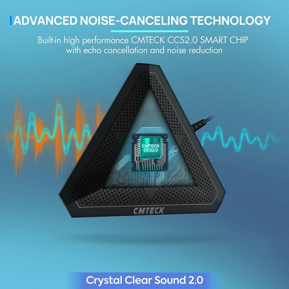 CMTECK Conference USB Microphone, Mute Button, Omnidirectional Condenser Boundar