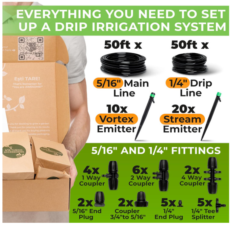 CARPATHEN Drip Irrigation System - Adjustable Complete Drip Irrigation Kit