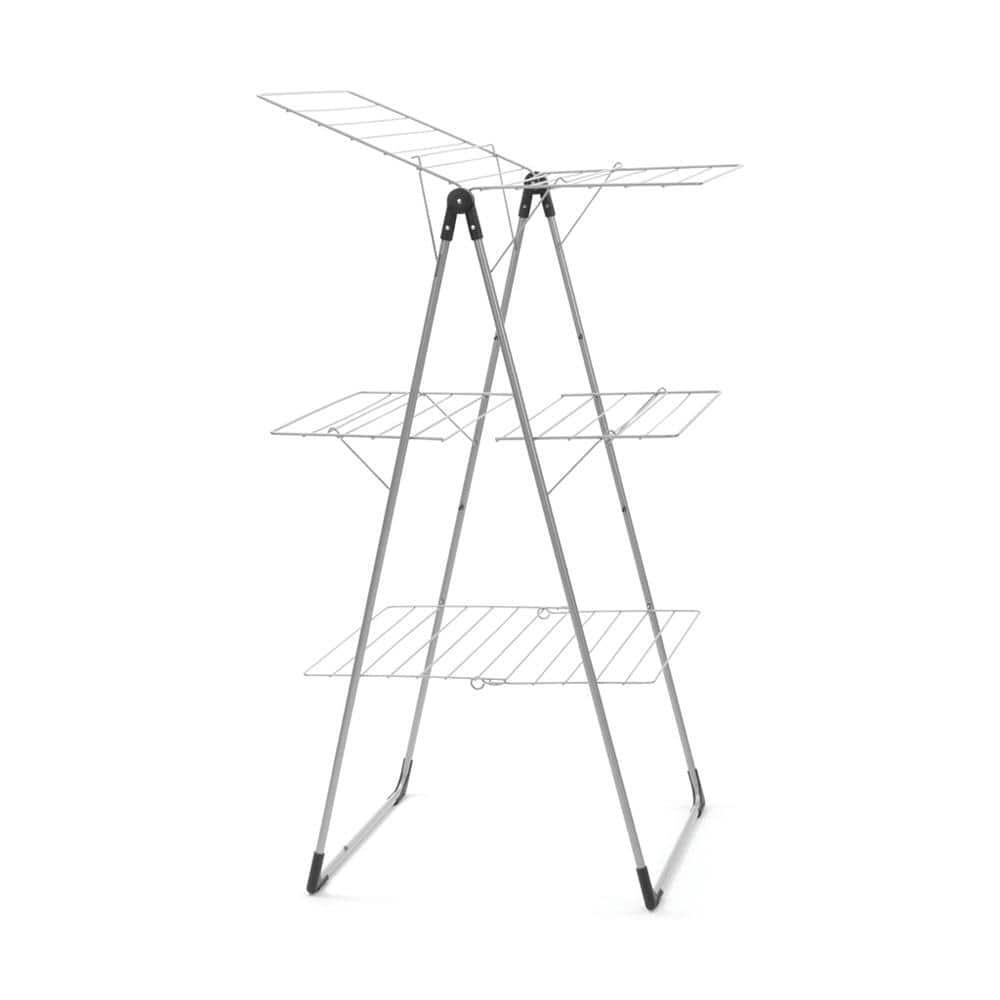 Tower Clothes Laundry Drying Rack Metallic Gray Adjustable Wings Foldable New