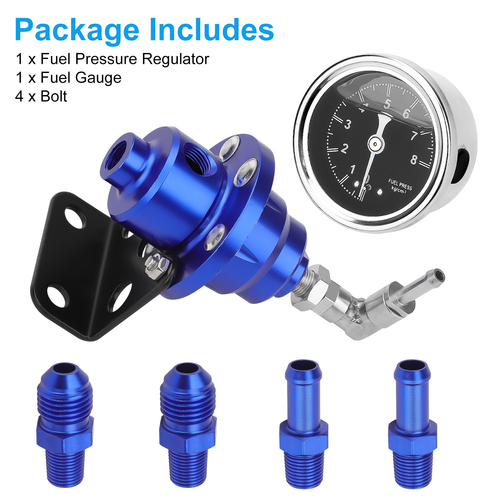 Adjustable Fuel Pressure Regulator Gauge Kit Universal Vehicle Refitting 160 psi