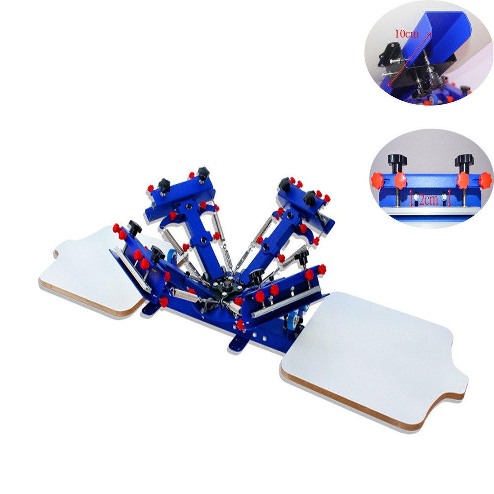 Micro-adjust 4 Color 2 Station Screen Printing Machine Press Printer DIY Tools
