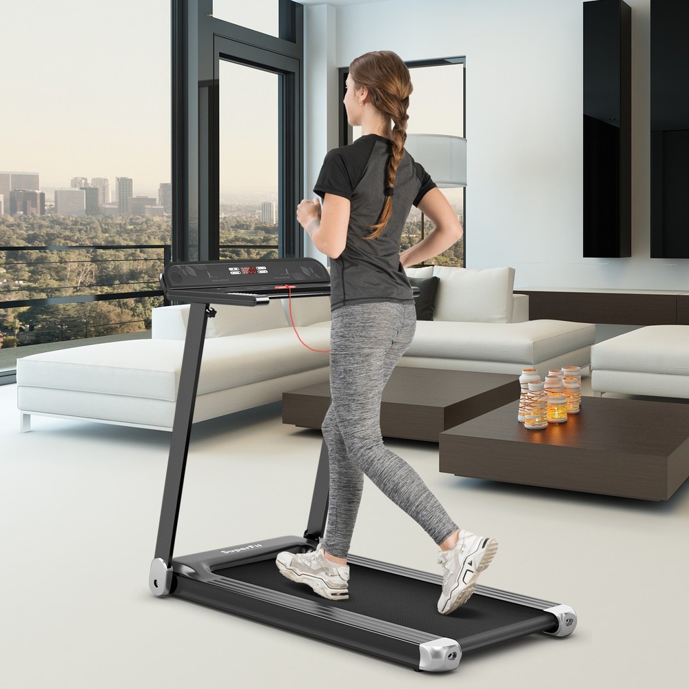 Compact Walking Running Machine Folding Electric Treadmill w/APP Control Speaker