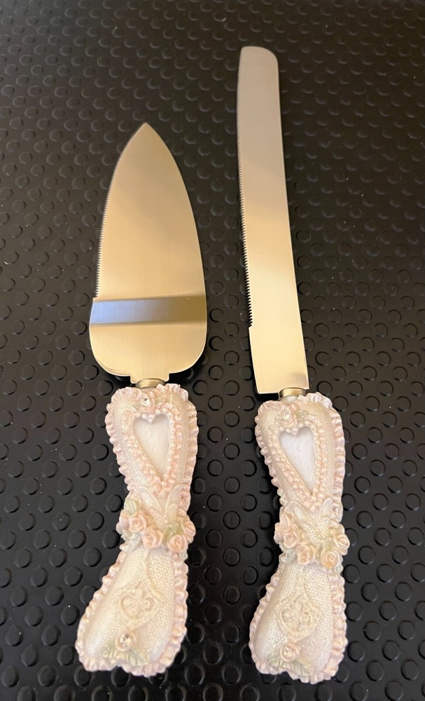 Wedding Celebration Server Set and Goblets Rose Bead Poly New