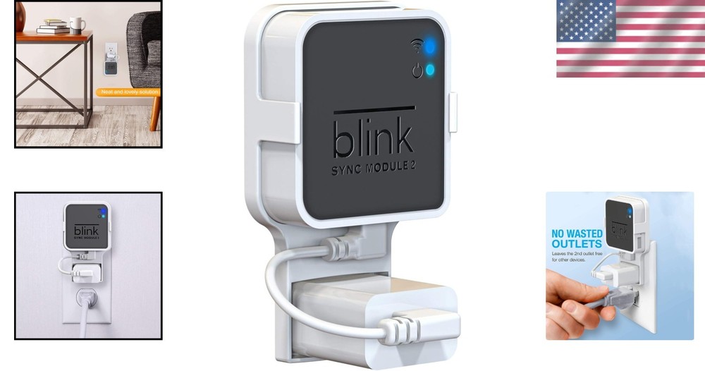 Compact Outlet Wall Mount for Blink Sync Module 2 - Easy, Tool-Free Installation