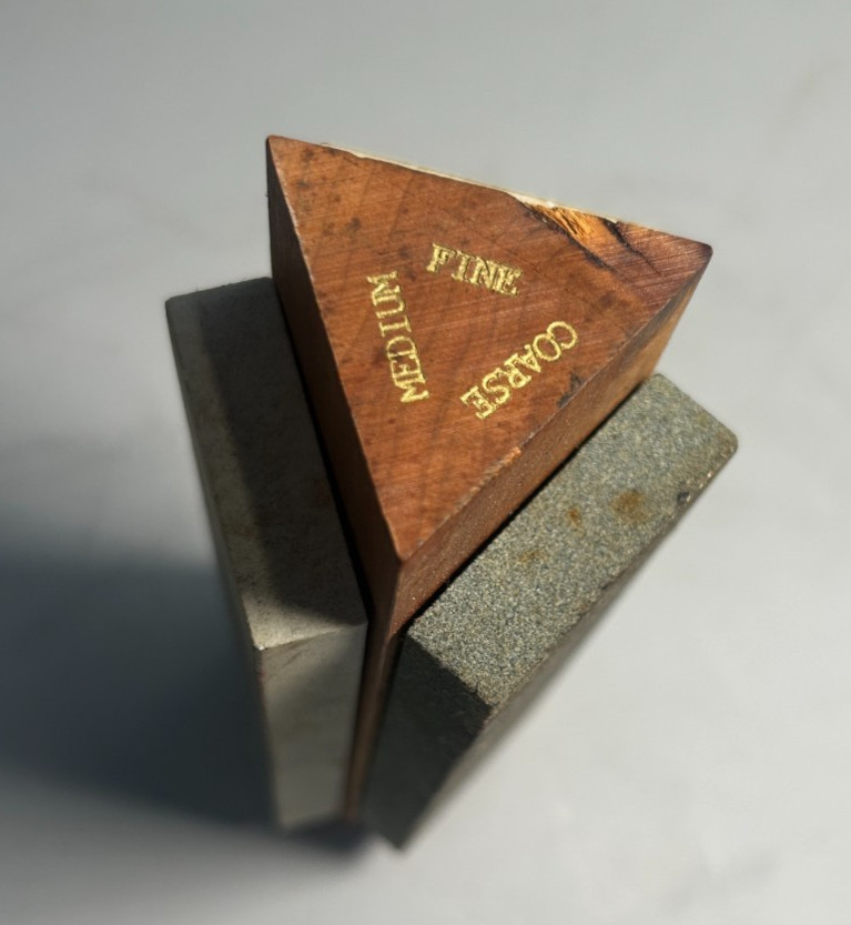 Vintage Tri Stone Triangle Shape Three-Sided Sharpening Stone Whetstone Handheld