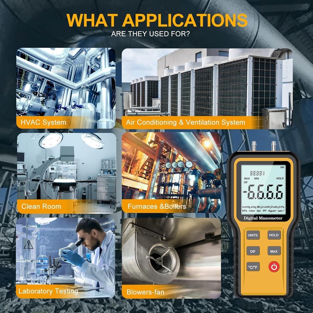 HVAC Digital Manometer Pressure Tester