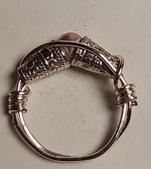 NEW Handmade Wire Wrapped Ring Silvertone Statement Pink Beaded Size 8