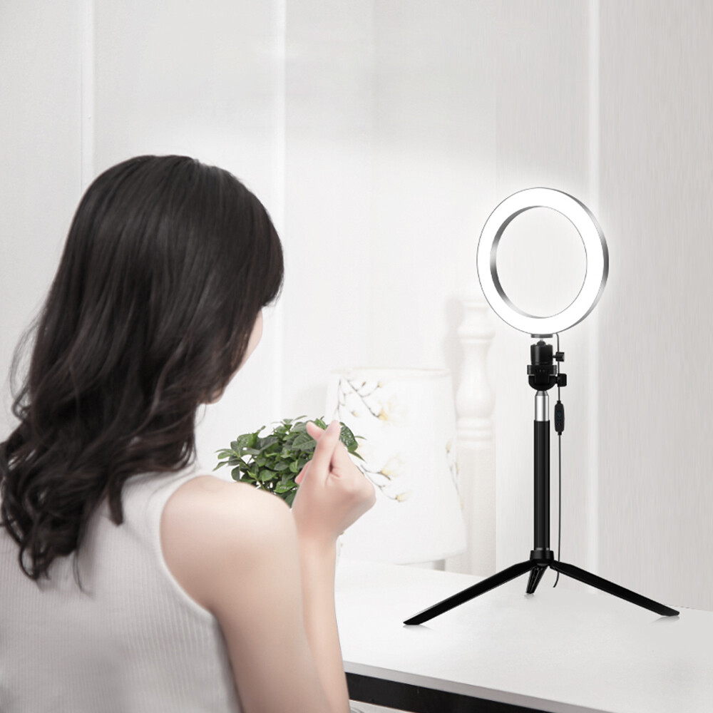 LED Fill Light Ring w/Tripod Stand Dimmable Kit Adjustable Ring For Video Live