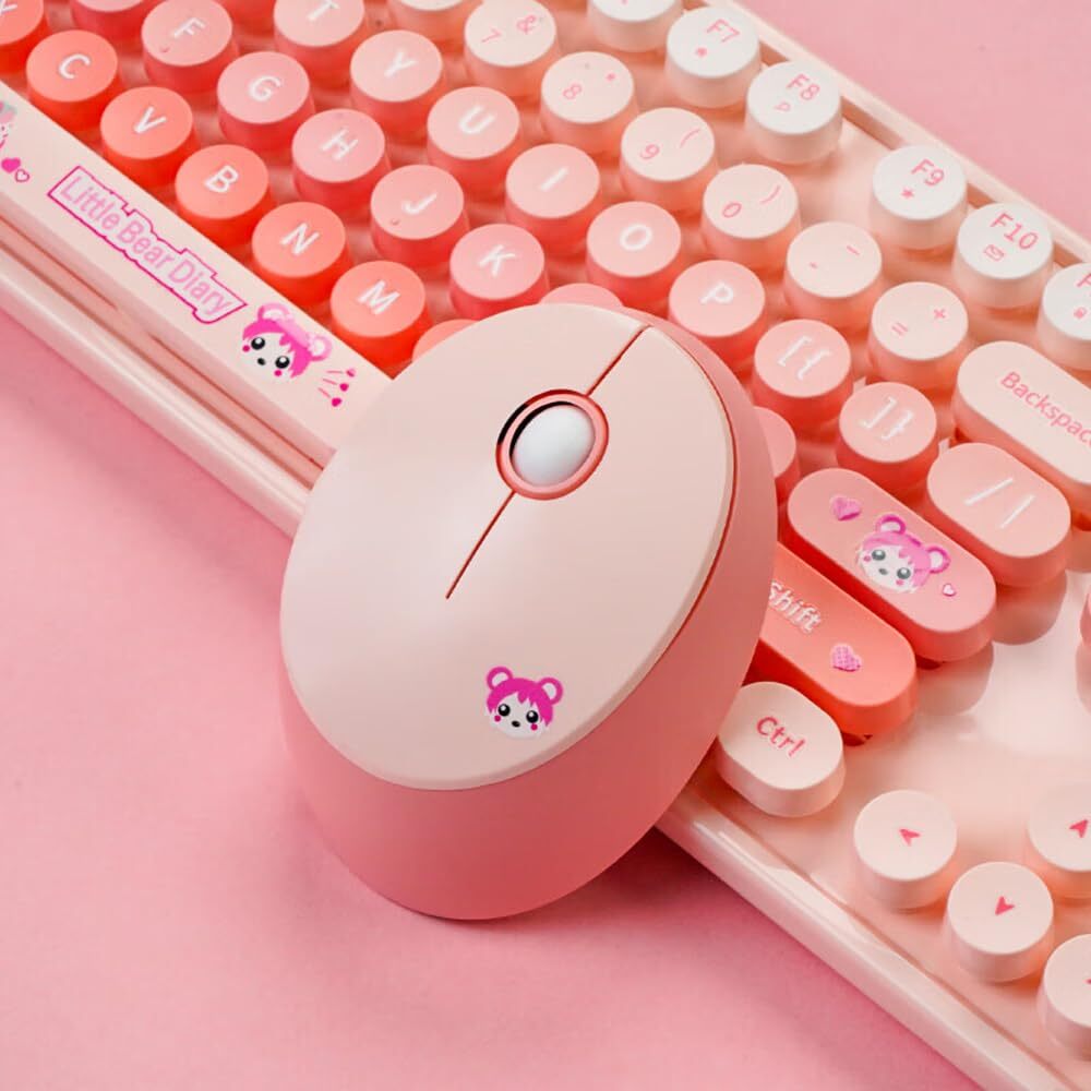 Wireless Keyboard and Mouse Combo2.4G USB Multi-Color Cute Full Size Keyboard...