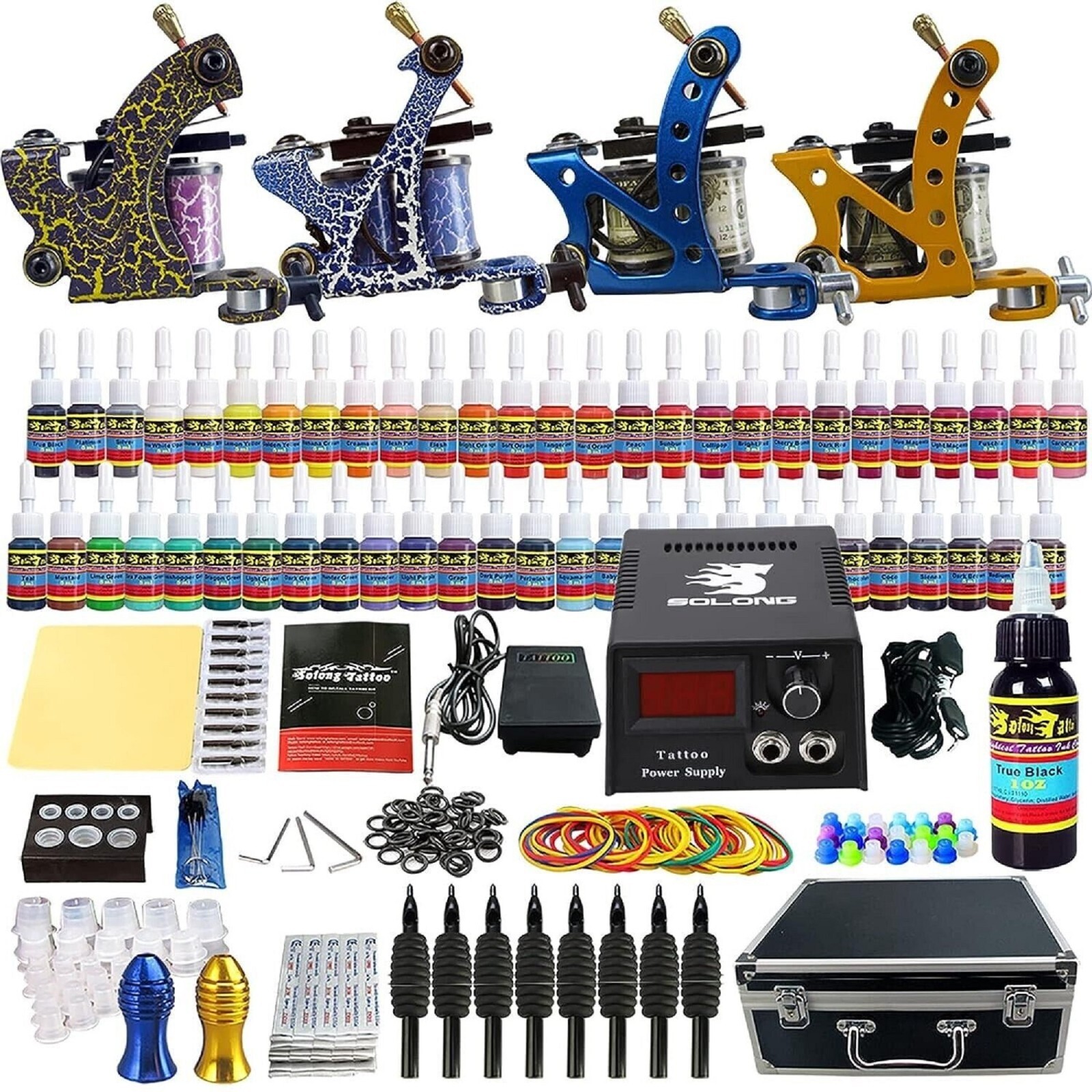 Maquinas De Tatuar Kit Completo Profesional Set De Tintas Para Tatuaje Con Caso