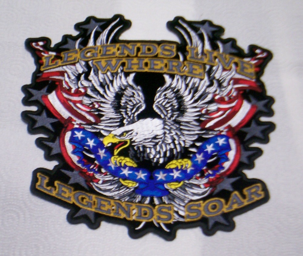 "Legends Live Where Legends Soar" - US Flag & Eagle Embroidered Back Patch