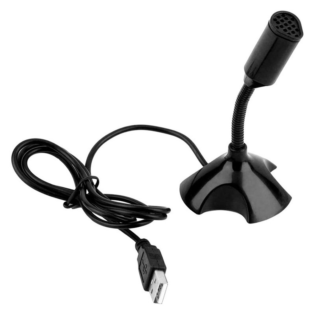 1*Black USB Mini Desktop Speech Microphone Stand For PC Laptop Computer Notebook