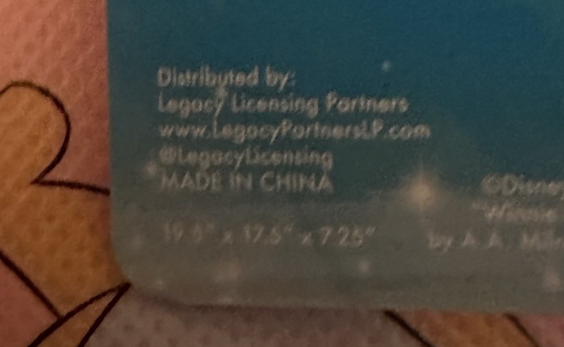 Disney’s Winnie The Pooh Pajama Characters Reusable Tote Bag, Large, NEW