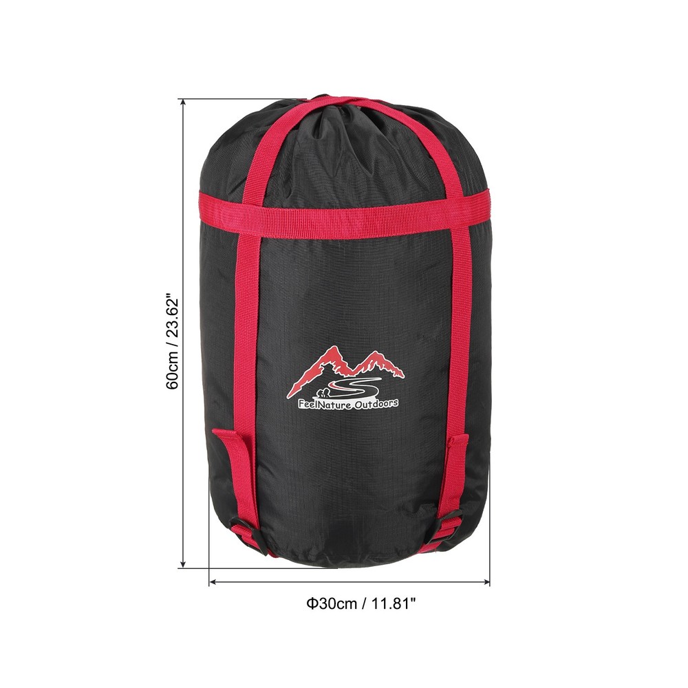 Compression Stuff Sack, L Size Waterproof Sleeping Bag Storage Sack Black Red