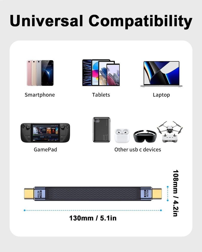Duttek Short USB C Cable 5Inch Compatible with Thunderbolt 4/3, 40Gbps,...