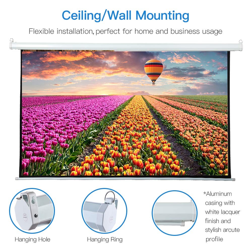 Auto Motorized Projector Screen with Remote Control, 120 inch, 4:3 Aspect