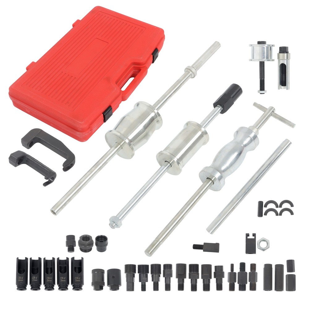 Engine Fuel Injector Extractor Slide Hammer Puller Adapter Tool Kit 40 Pieces