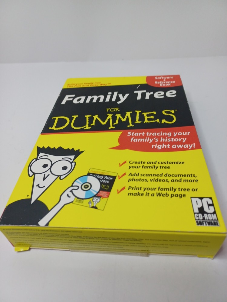 Family Tree For Dummies Software (PC CD-ROM) + Reference Book NEW Sealed