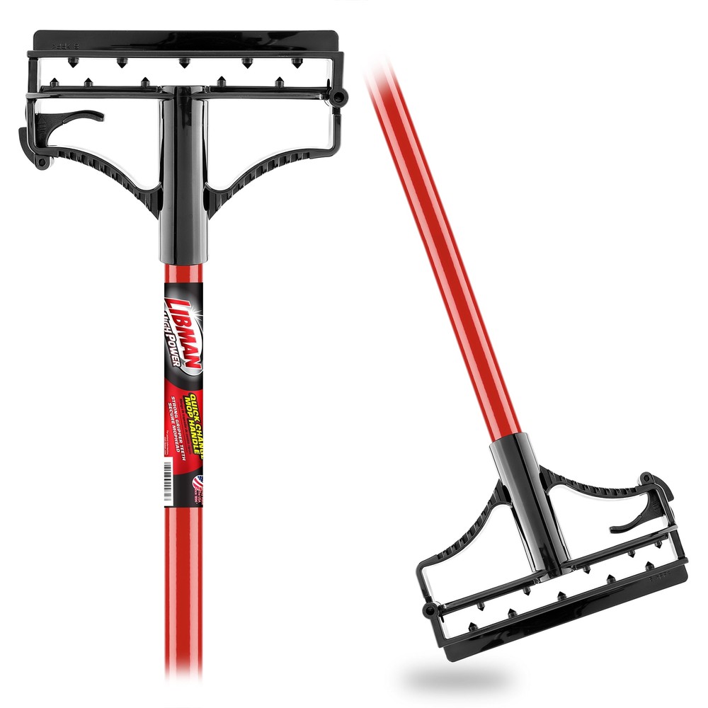 Red Powder Coated Steel Black Solid Polypropylene Resin Frame Mop Handle