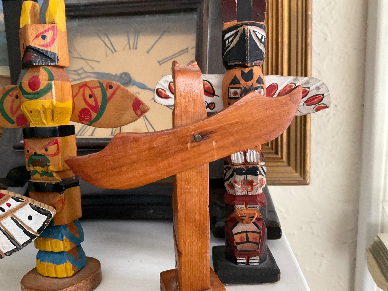 Vintage TOTEM POLE LOT Native Canadian Hand Carved SOUVENIR TRADE ABORIGINAL