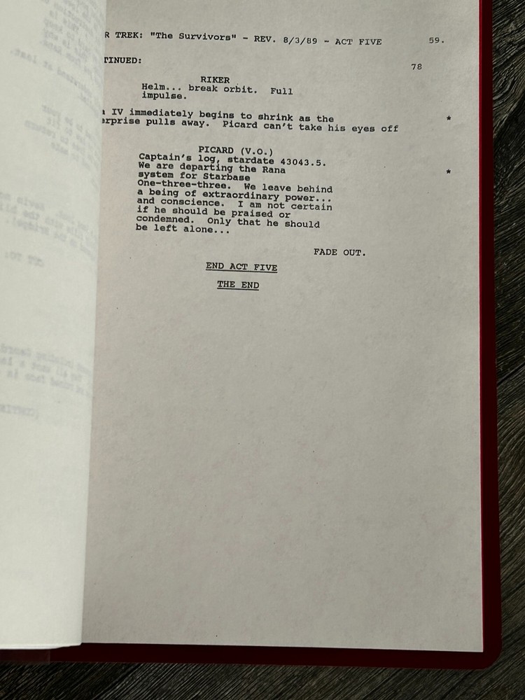 STAR TREK Script The Next Generation The Survivors Revised Final Draft July 1989