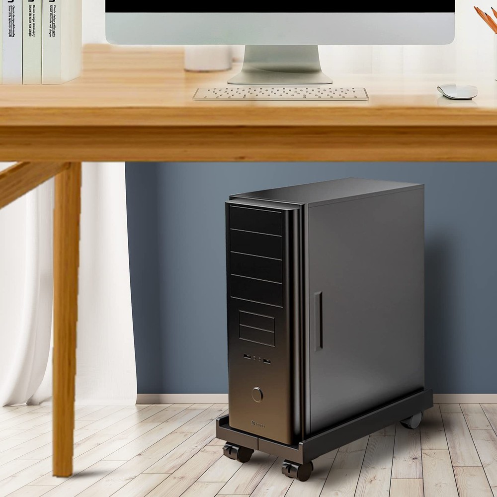 Adjustable Mobile CPU Stand, Ventilated Computer Tower Stand PC Tower Stand with