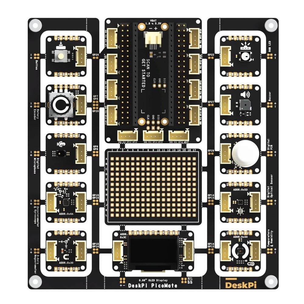 DeskPi PicoMate for Raspberry Pi Pico/Pico W, Learning Electronics and Progra...