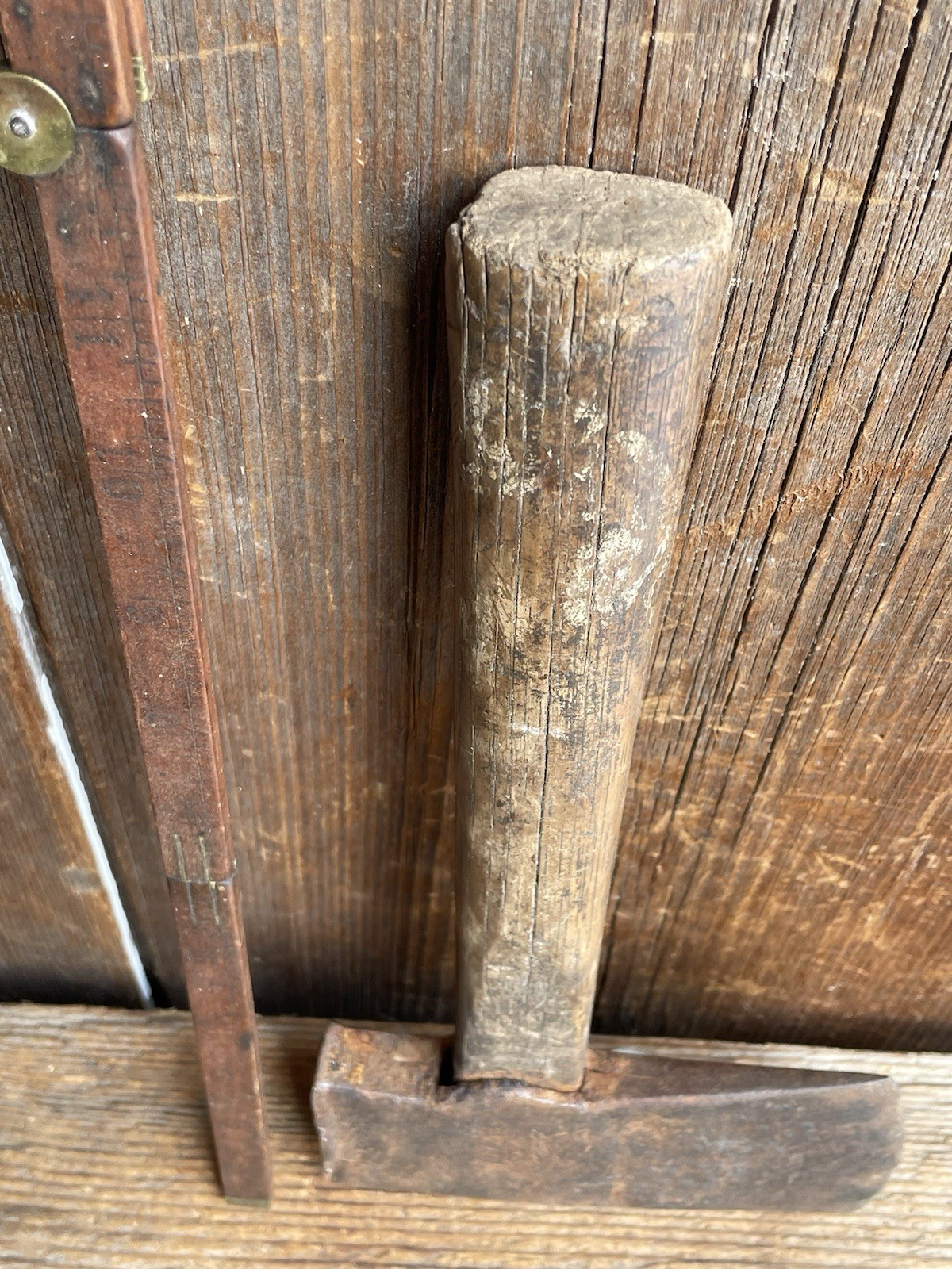 Revolutionary War 18th Century ~ Forged Iron Belt Hatchet Axe ~ Orig Handle