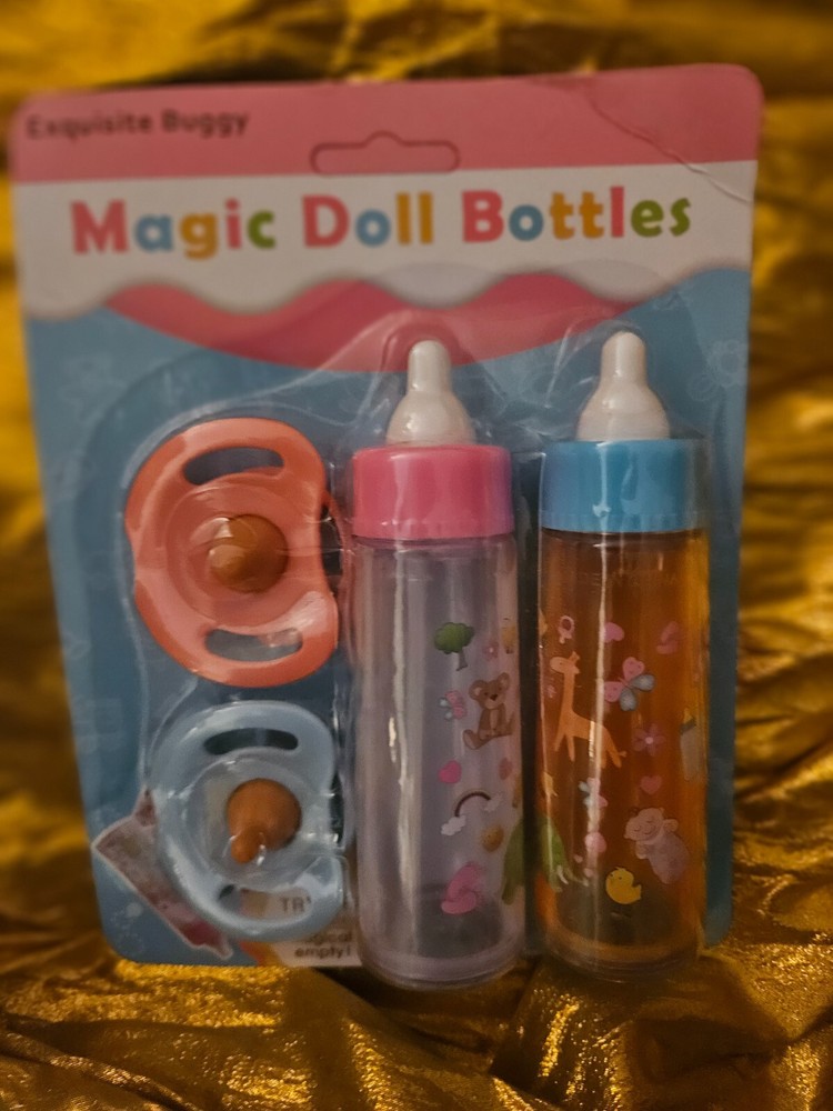 NEW - EXQUISITE BUGGY MAGIC DOLL BOTTLES BOTTLE SET Bottles Magically Empty - 3+